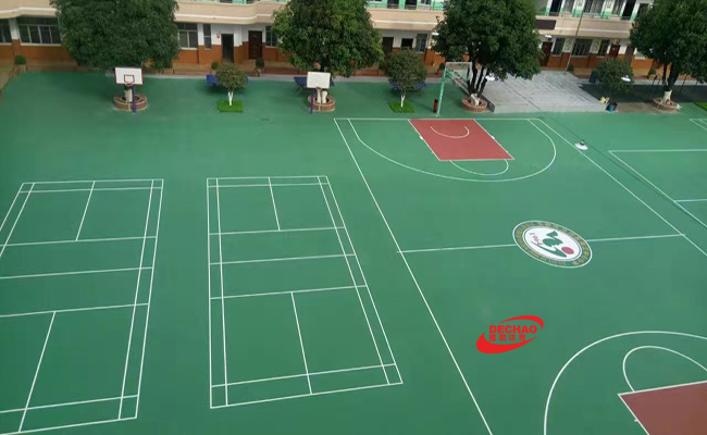 廣西玉林一中心小學(xué)1580平方丙烯酸球場完工!