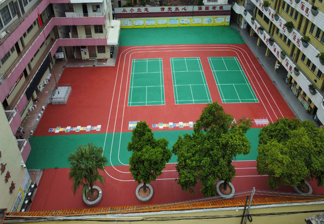 廣東肇慶德慶縣第三小學(xué)1700平方4mm彈性丙烯酸球場