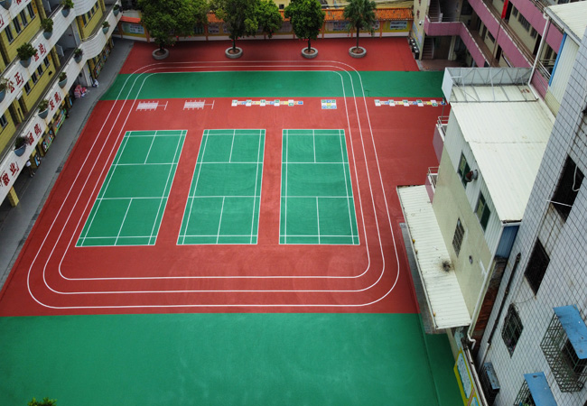 廣東肇慶德慶縣第三小學(xué)1700平方4mm彈性丙烯酸球場